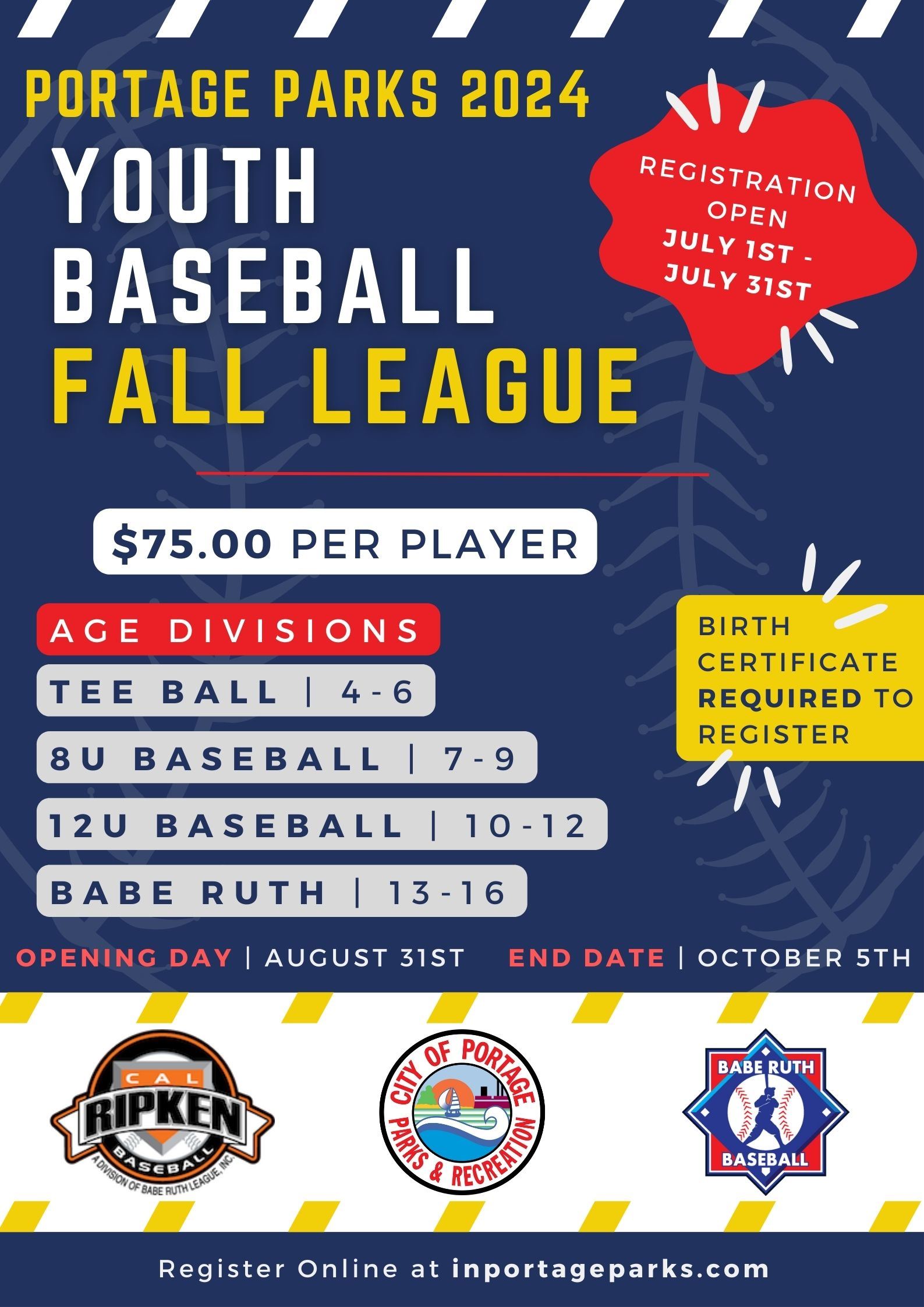 2024 Fall Baseball Flyer